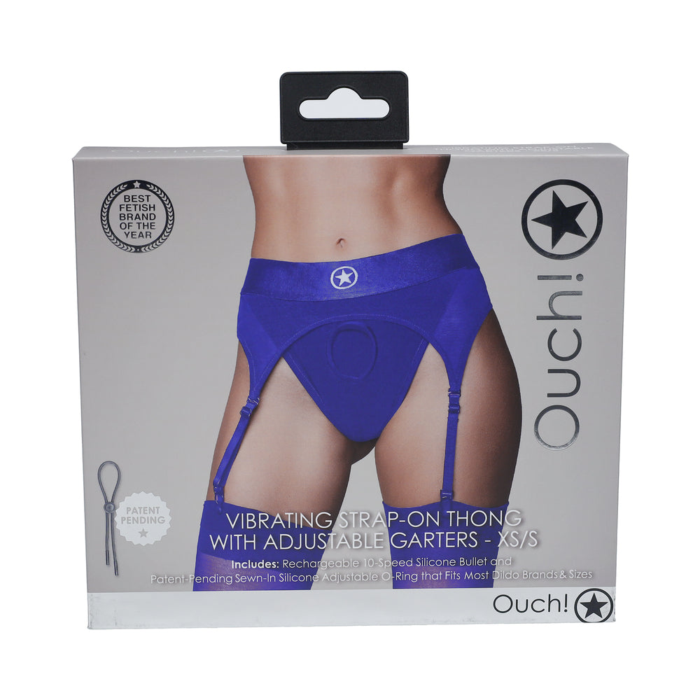 Ouch! Vibrating Strap-on Thong Blue XS/S